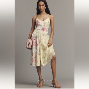 NWT By Anthropologie Sleeveless Patchwork Slip Midi Dress